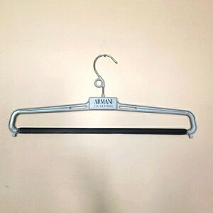 Vtg Armani Collezioni plastic pants hanger w velvet flocked bar 15"